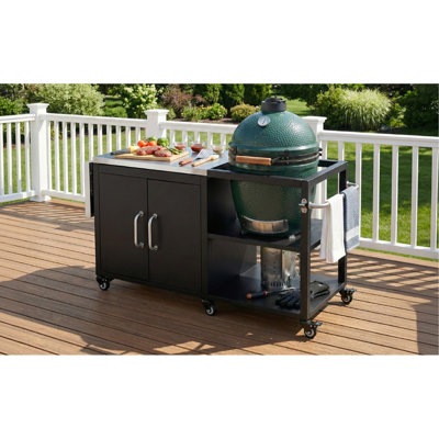 Chariot de barbecue extérieur 76,6 po avec comptoir en acier inoxydable et structure robuste