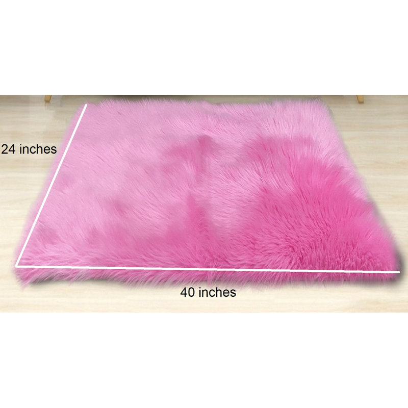 Rejetta Faux Fur Indoor Rug, Rectangle 2' x 3', Pink