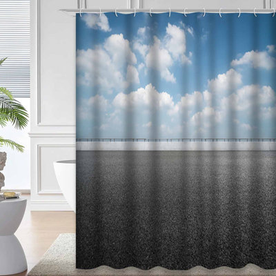 Rideau de douche bleu imperméable, rideaux de douche pour la salle de bain avec 12 crochets