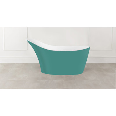 Amalfi Painted 64.25" x 31.25" Freestanding Soaking Bathtub in Volcanic Limestone™ with Overflow Hole