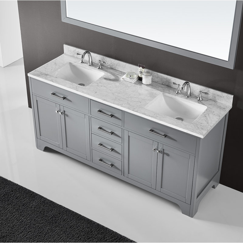 Ensemble de meuble-lavabo double 72 po Cassel, Gris taupe