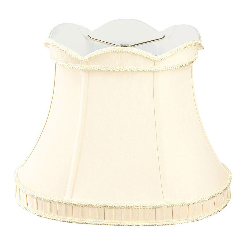 Abat-jour cloche en soie / shantung (araignée), Or antique / blanc cassé, H 11 po x l 14 po x P 14 po