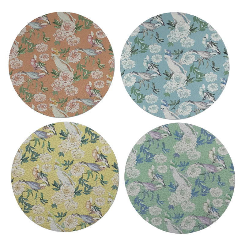 Sous-verres ronds en cuir pivoine Inspira