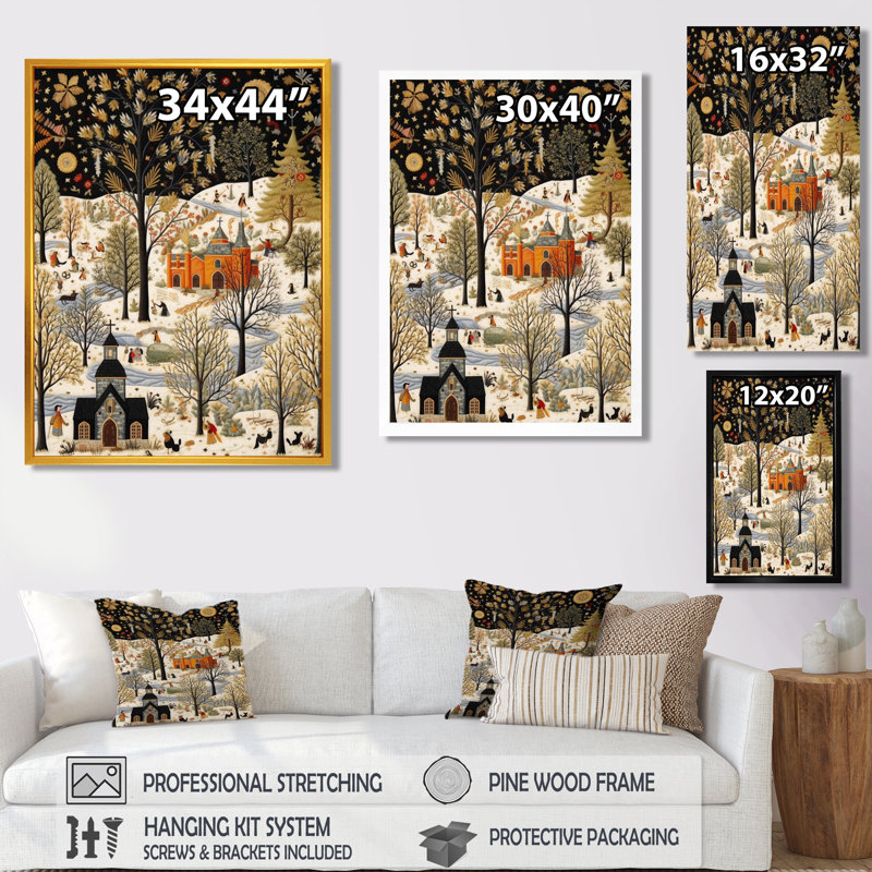 «Sunday Snow In New England - Winter Landscape», reproduction d'art mural, H 32 po x l 16 po x P 1 po