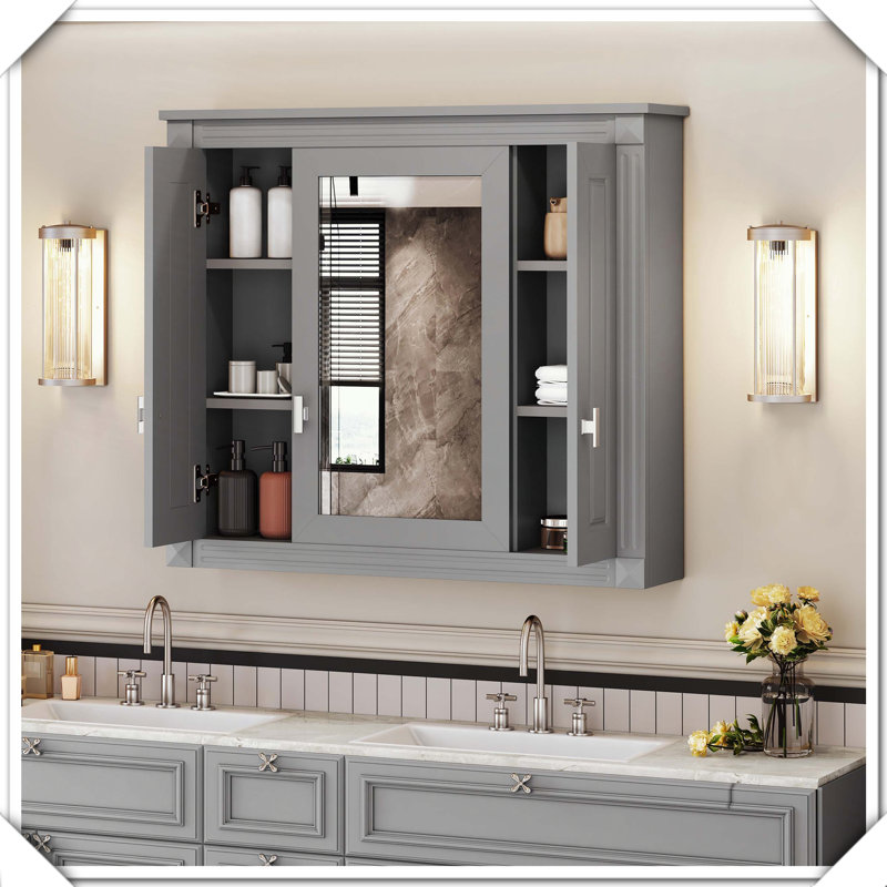 Armoire à pharmacie murale à 4 tablettes avec miroir
