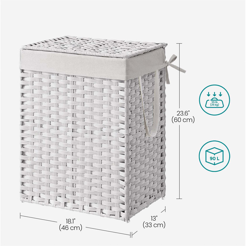 Bhargava Laundry Hamper with Handles, White