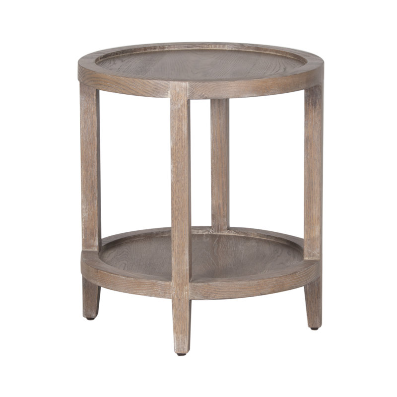 Table de bout en bois de chêne blanc massif Chaidez, brun