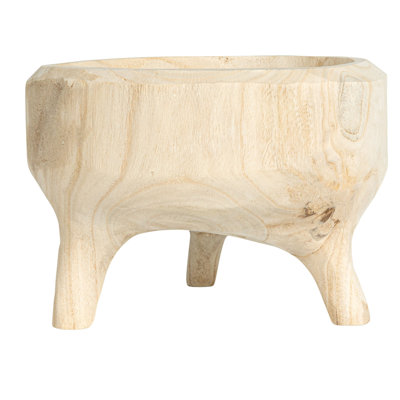 Rustic Paulownia Footed Wood Bowl