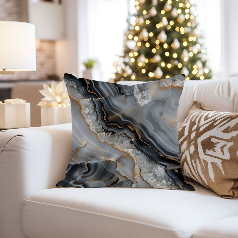 Abstract Gray Marble Geode Pattern IX Modern, 18"H x 18"W