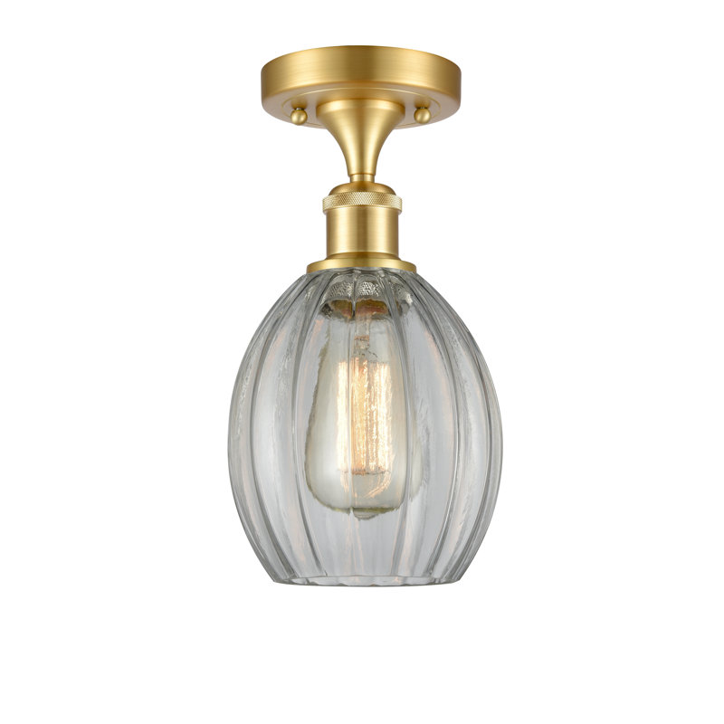 Bolduc Semi Flush Mount, No Bulb Included, Clear, Satin Gold
