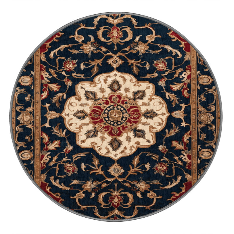 Tapis gris français lavable à la machine, Rond 5 pi
