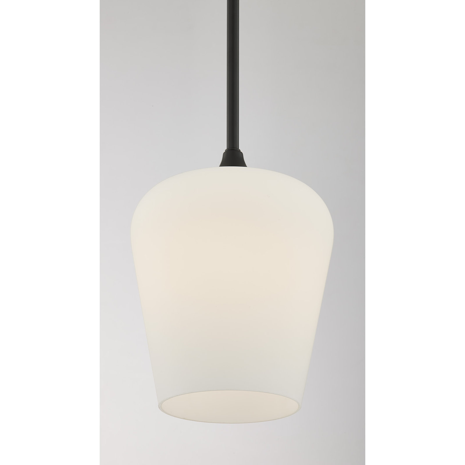 Breena Single Light Glass Dimmable Pendant, Matte Black, White