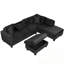 L-Shape Sectional Sofa With Storage Ottoman, 2 Pillows And Cup Holders-1618409987