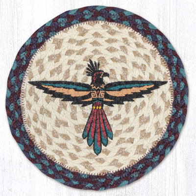 Earth Rugs Southwestern Gecko Printed Round Jute Trivet 10"x10" Rustic Hot Pad
