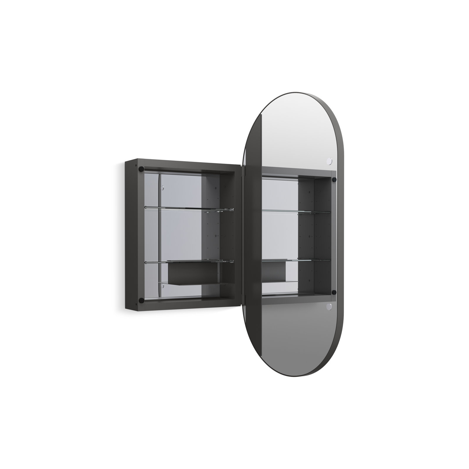 Verdera Capsule Framed Medicine Cabinet, Matte Black, 40" H x 20" W x 5.55" D
