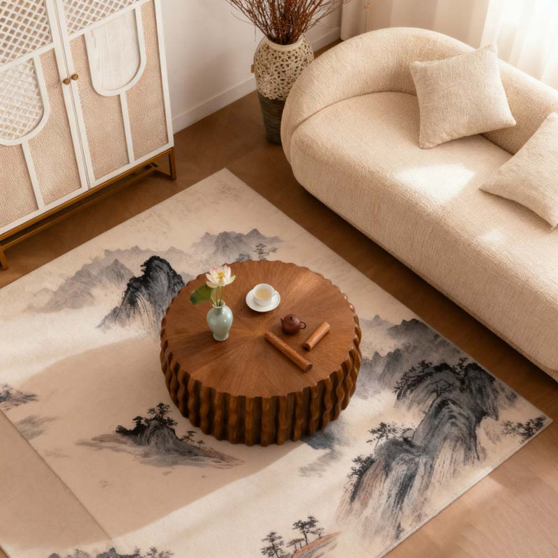 31.50" Ribbed Wave Round Coffee Table