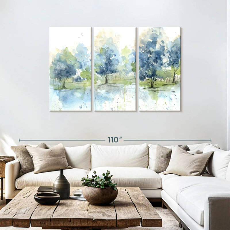 Paysage bleu délavé Avery, H 48 po x l 74 po