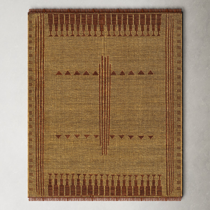 Alfi Oriental Flatweave Area Rug in Brown/Camel, Rectangle 12' x 15'