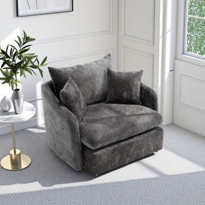 41''Modern Oversized Chenille 360° Swivel Accent Chair