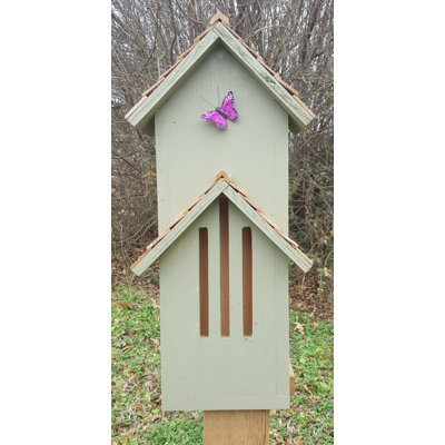Mesrob 23 in. H x 11 in. W x 5 in. D Post and Wall Butterfly House
