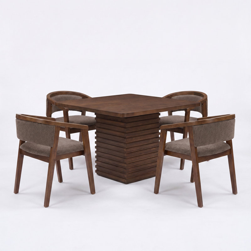 Ensemble de salle à manger moderne Arden pour 4 personnes avec table en panneau de fibres à densité moyenne et fauteuils rembourrés Boucle Arden