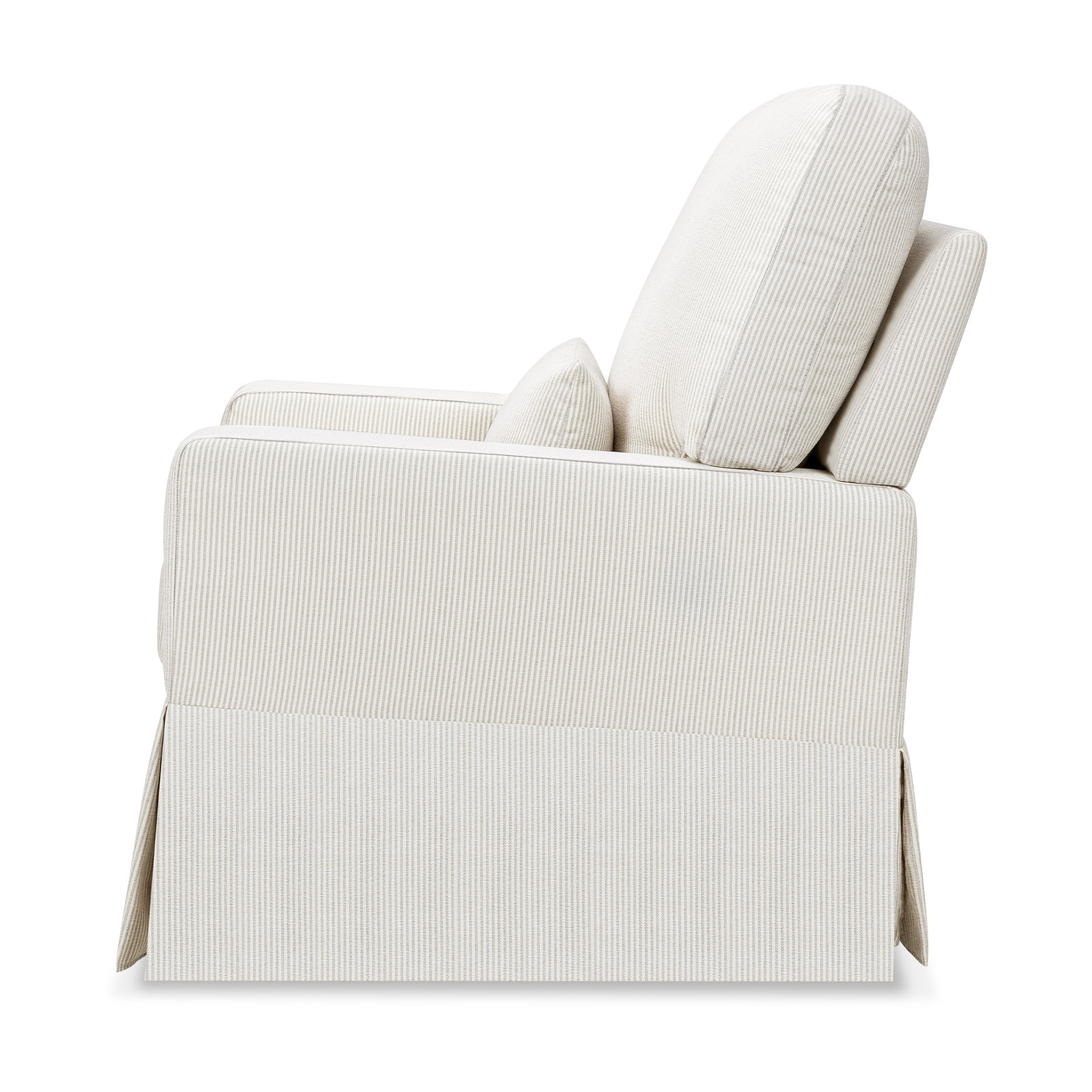 Crawford Upholstered Swivel Glider, Chatham Fog Striped Livesmart®