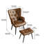 Ensemble de fauteuil à oreilles capitonné de style moderne Mid-Century avec repose-pieds, fauteuil rembourré en cuir de polyuréthane et tabouret pour le salon, la chambre à coucher-1583890539