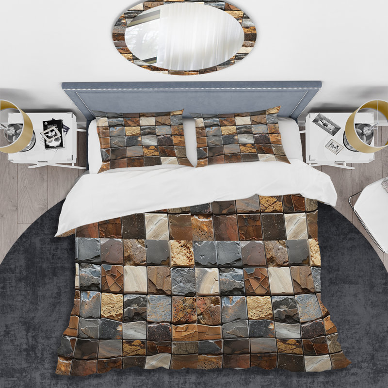 Ensemble de housse de couette Modern Brown Tile Mosaic Tiles V, Housse de couette très grand et 2 très grandes t