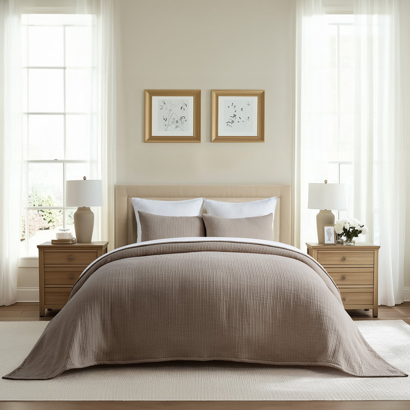 Ensemble de couvre-lit Matelesse, Queen Quilt + 2 Queen Shams, Brun moka