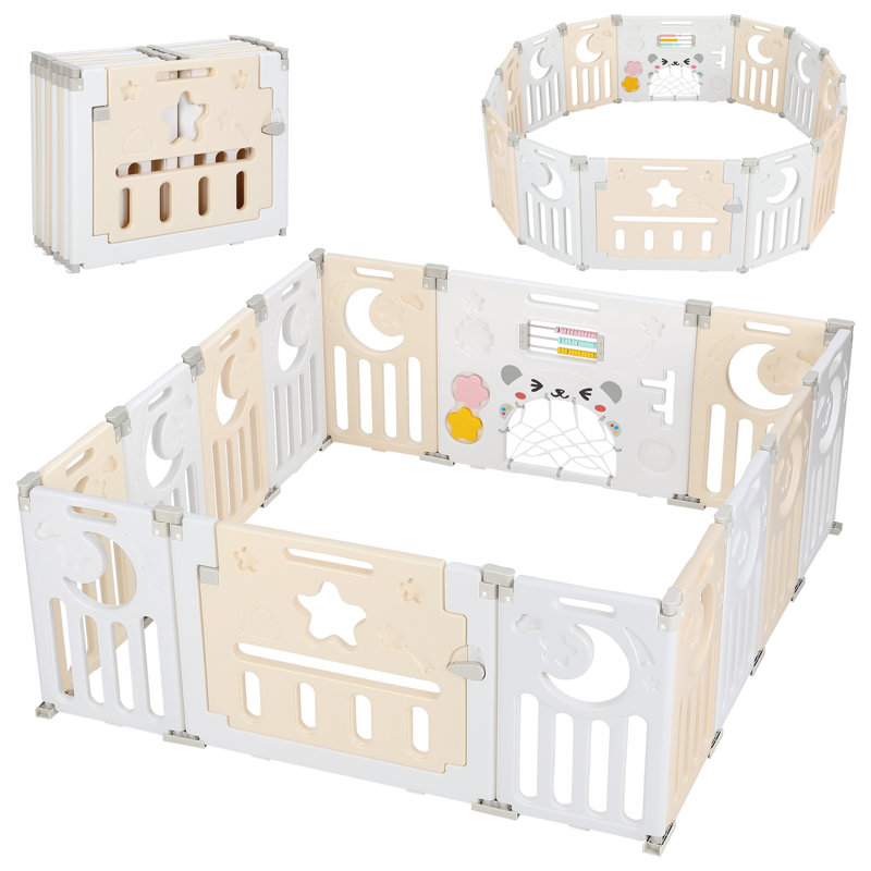 Safe Foldable No - Gaps Baby Playpen for Exploration, 24" H x 60" W x 60" D, Yellow/White