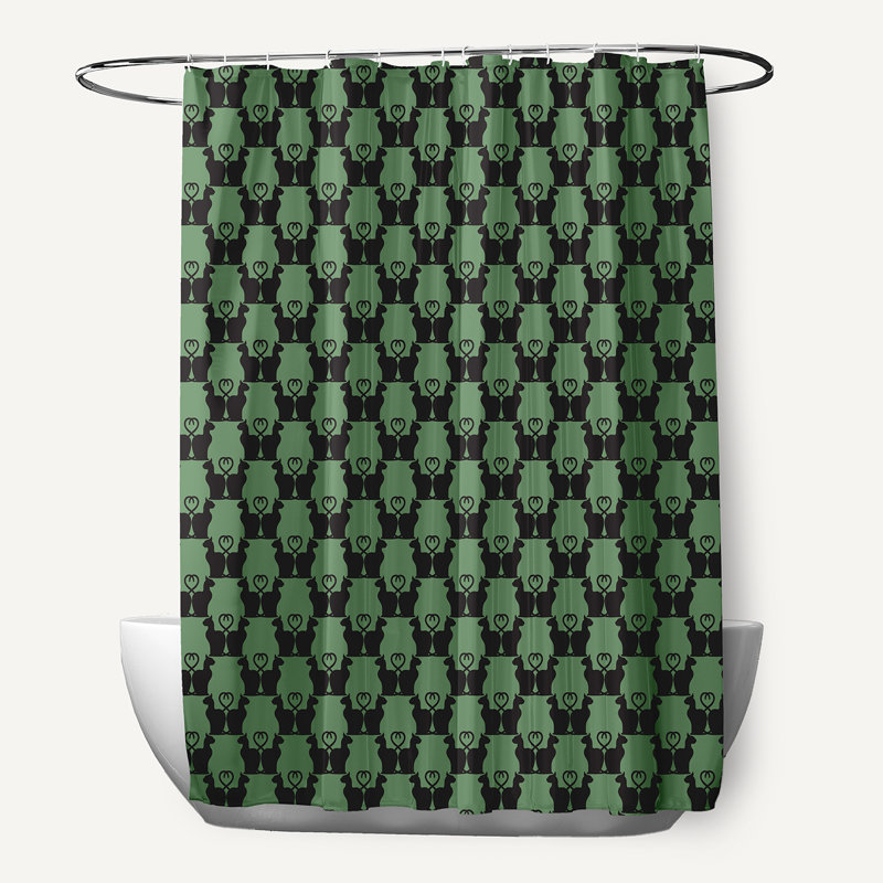 Animal Print Single Shower Curtain + Hooks, Sage