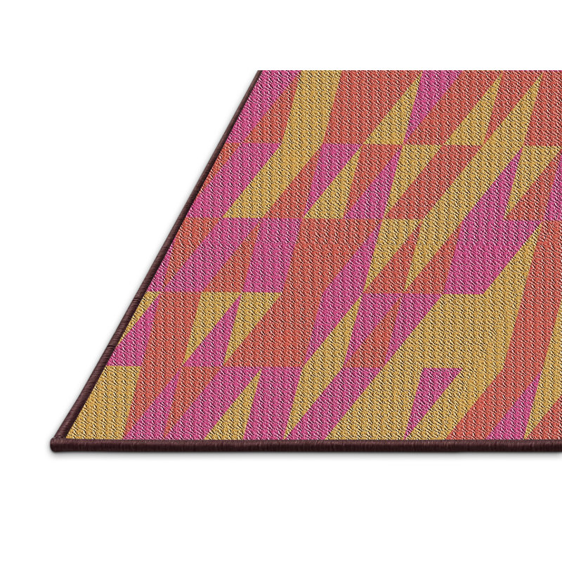 Tapis orange à motifs/zone indigo, Rectangle 3 pi x 5 pi