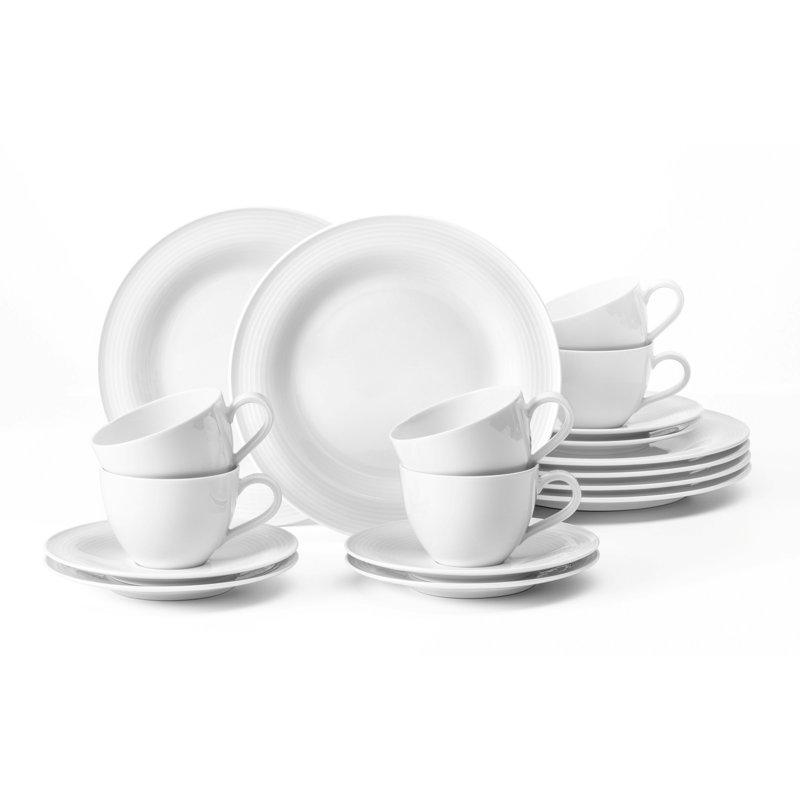 Beat 18 Piece Bone China Dinnerware Set, Service for 6, White