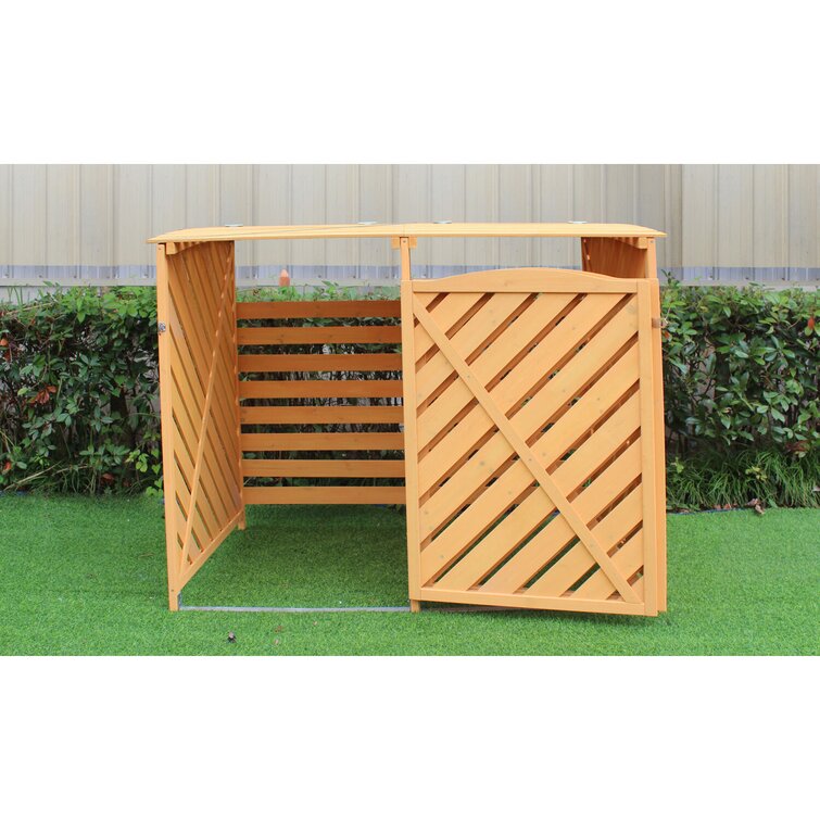 Hanover Outdoor 4.88 ft. x 3.01 ft. Wooden Trash Bin and Recyclables  Storage Shed