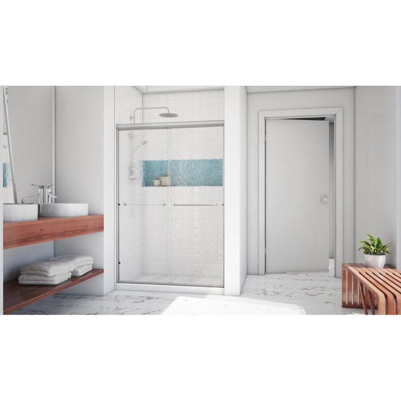 Porte de douche sans cadre Leser l 48 "x H 70,38" Leser, Nickel brossé