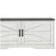 2-Tier Storage Bench, Shoe Bench with Padded Seat Cushion, Entryway Bench with 2 Barn Doors & 2 Adjustable Shelves
