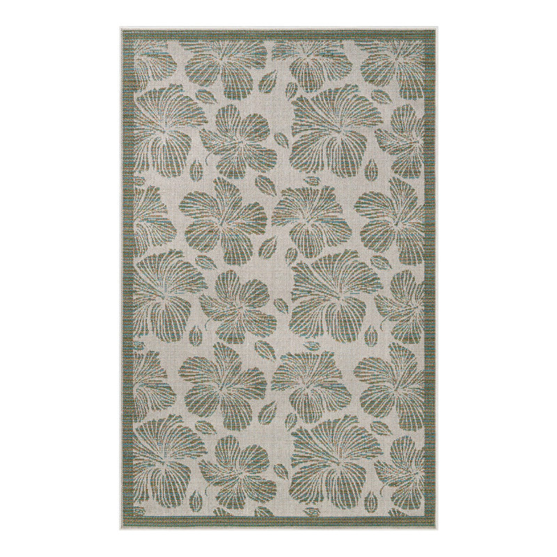 Floral Indoor / Outdoor Rug, Rectangle 5'3" x 8'