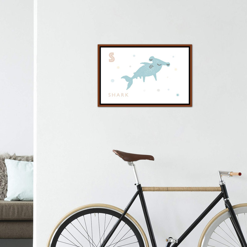 " Shark ", No Mat, 18" H x 26" W x 1.5" D, Brown Framed Canvas