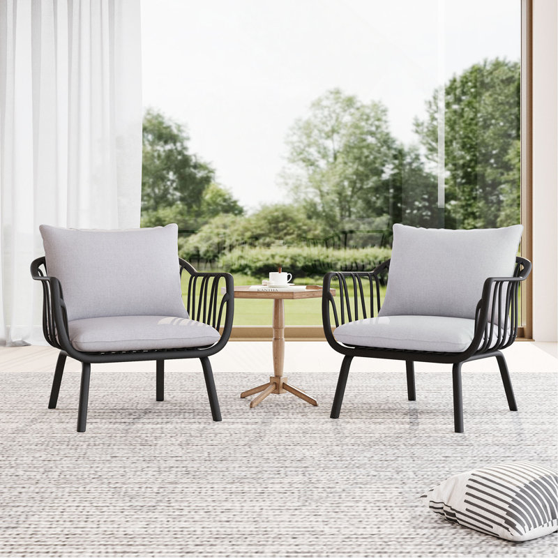 Ensemble de 2 fauteuils club Huron, Coussin gris / cadre noir