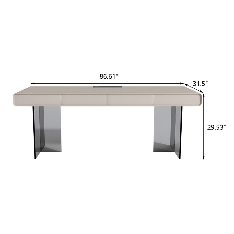 Modern Minimalist Rectangular Office Desk, 29.53" H x 86.61" W x 31.5" D