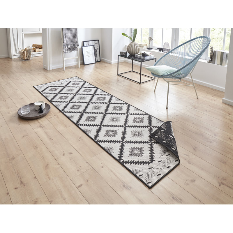 Malibu Woven Black Rug, Rectangle 80 x 150cm
