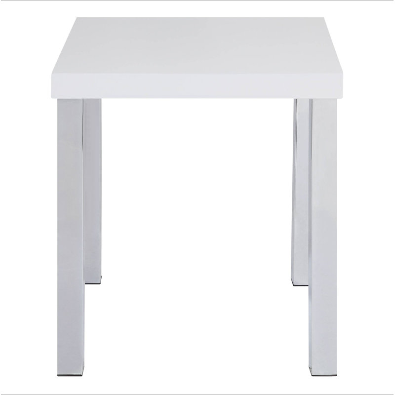 Table de bout blanche ultrabrillante et chrome
