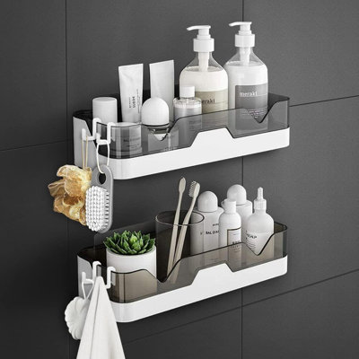 2-Pack Shower Caddy, Separable Shower Organizer With Hooks, No Drilling Double Layer Shower Shelf(Black)