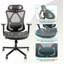 Chaise de bureau en filet, chaises de bureau ergonomiques avec roulettes, support lombaire réglable, accoudoirs, chaise de bureau à haut dossier inclinable avec roulette silencieuse pour le bureau, la maison, les jeux
