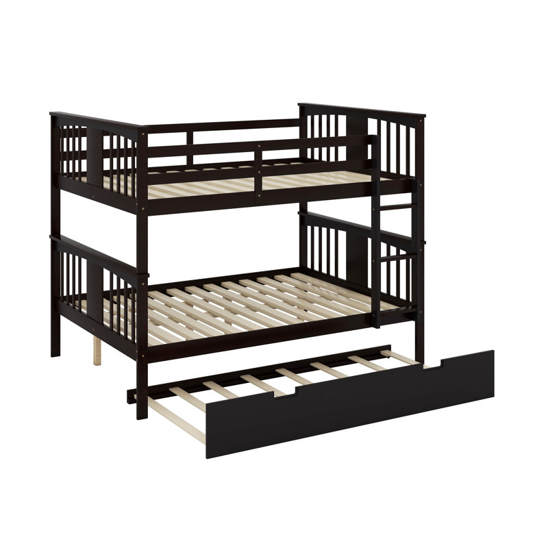 Full Over Full Bunk Bed With Trundle, Espresso