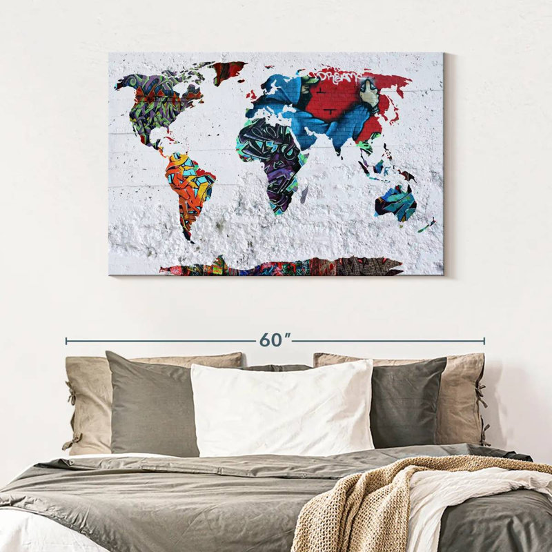 Aliaz Map Graffiti, 32" H x 48" W