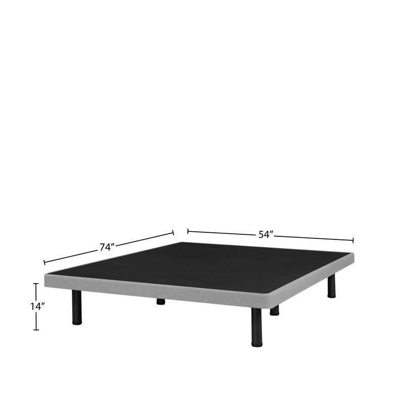 Lit plateforme tapissier à profil bas, Double, Gris