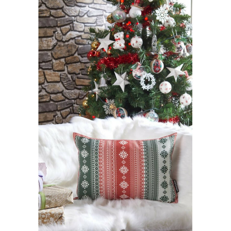 Housse de coussin rouge et vert
