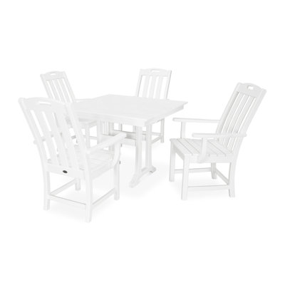 Yacht Club 5-Piece Farmhouse Trestle Arm Chair Dining Set -  Trex Outdoor, TXS461-1-CW