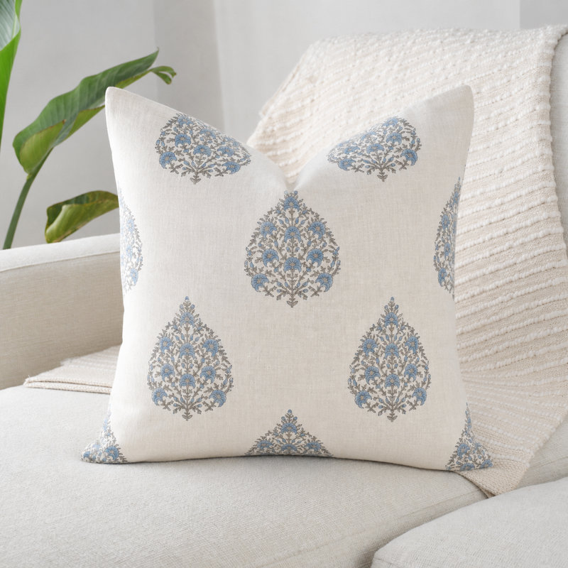 Imprimé floral bleu, Square 18", 1 Pillow Set